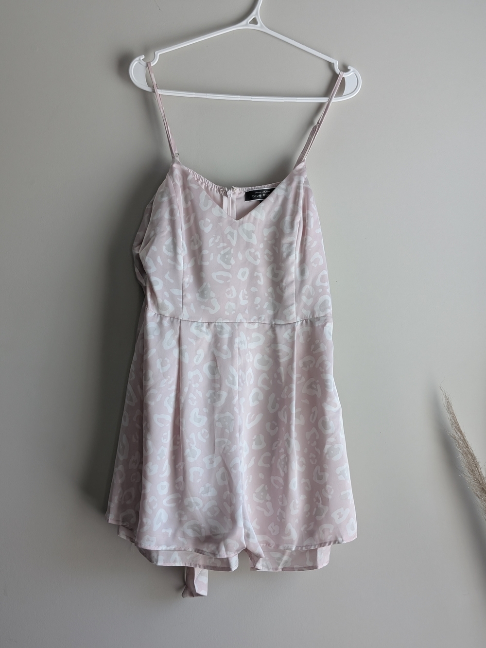 Blue Blush Pale Pink Leopard Print Cami Romper